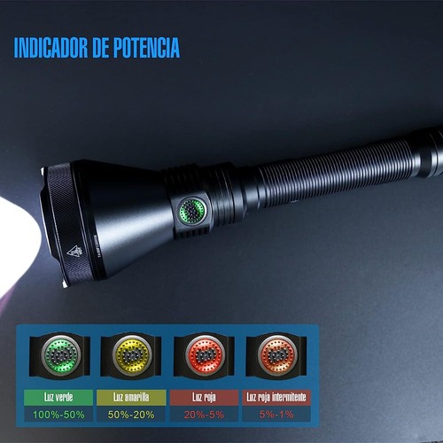 T90R Linterna Caza LED Alta Potencia 4800 Lúmenes Linterna Táctica Recargable - Imagen 8 de 22