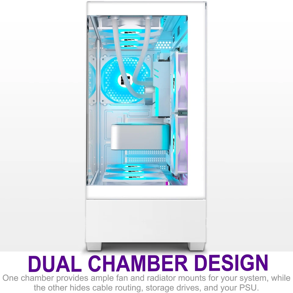 F1 PC Gehäuse - Vorinstallierter 5 PWM ARGB-Lüfter ATX Mid-Tower Gaming PC Ge... - Bild 3 von 4