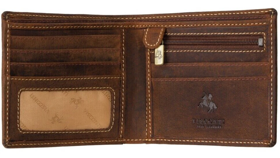 Visconti RFID  Men’s Gift Boxed Distressed Oil Real Leather 5 Card Wallet 707 - Image 2 of 4