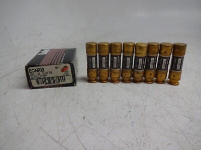 New Lot of 8 Edison Fusegear Bullet ECNR-12 Fuses 250V 12A Class RK5 ECNR12