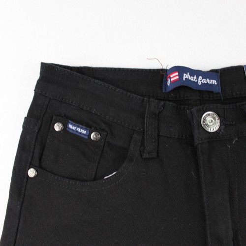 Phat Farm Youth Boys Black Denim Shorts Size 18 Stretch NWT Pockets Cotton Blend - Picture 4 of 6