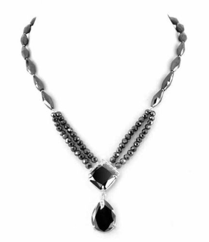 Design Nero Diamante Collana Con 4cts Diamante Taglio Princess Ciondolo 45.7cm - Foto 1 di 3