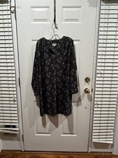 Loft Outlet Women’s Dress Size L Floral Print Roll Up Sleeves With Button
