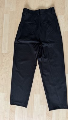 Massimo Dutti Damen Anzughose aus Wolle Gr. 36 Schwarz Bundfalte High Waist