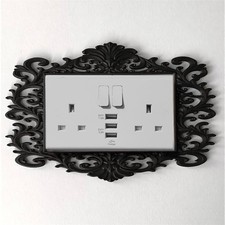 Gothic Victorian Plug Socket Cover Surround,  Doble Socket Frame,  Home Decor