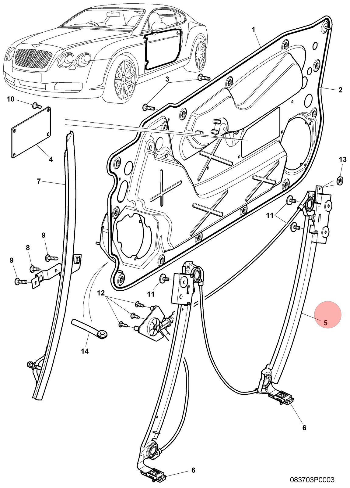 04-10 BENTLEY CONTINENTAL GT FRONT RIGHT WINDOW REGULATOR MOTOR ASSEMBLY OEM