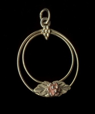 Neu 10K 25mm Massiv Gelb & Rotgold Rund Kreis Blume Blatt Pflanze Anhänger Hell