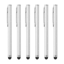 6 Pcs Bling Crystal Stylus Pens for Touch Screens, Silver