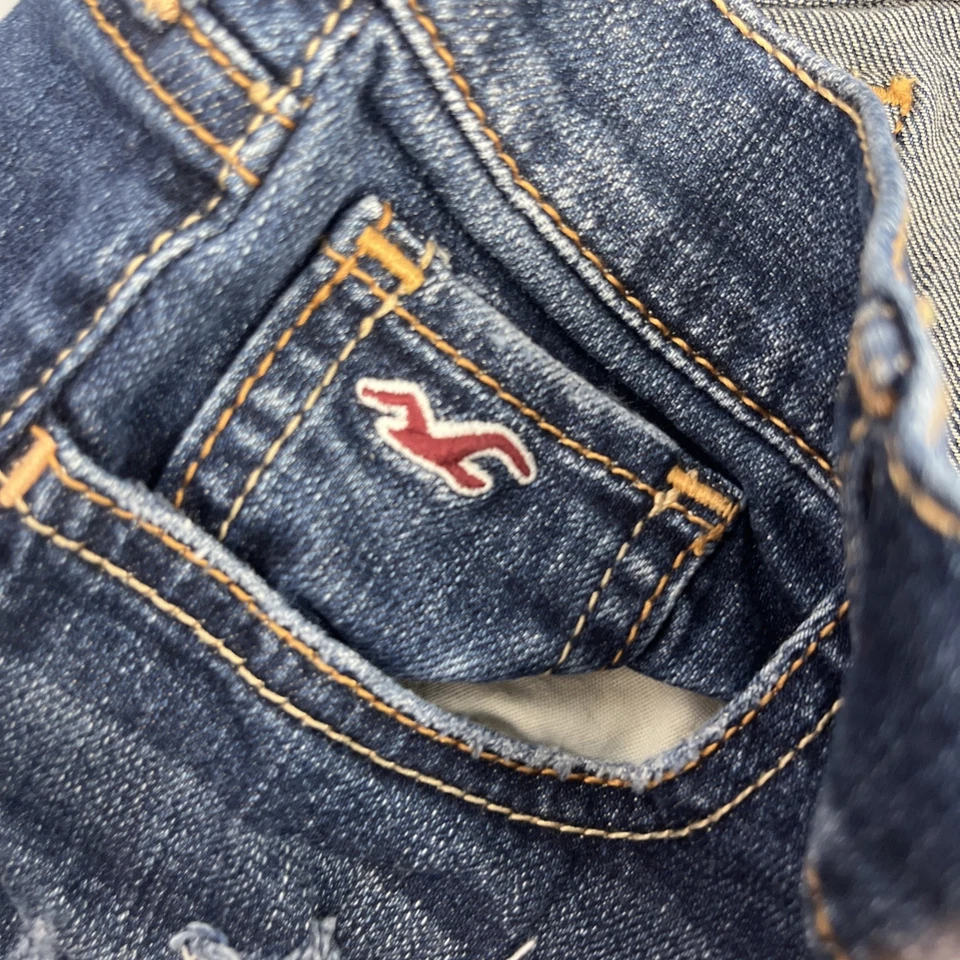 Hollister Y2K Women Distressed Denim short Shorts Blue 25 distressed cheeky - Image 3 of 4