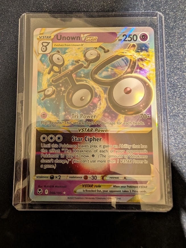 Holo Unown VSTAR 066/195 Ultra Rare Silver Tempest Pokemon TCG NM