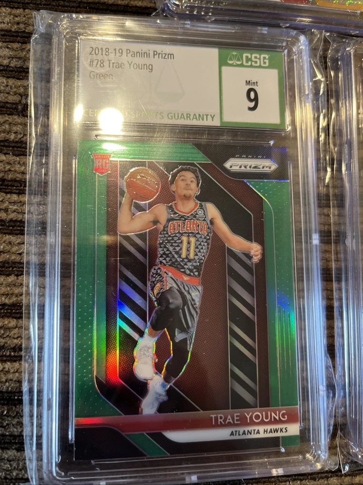 2018-19 Panini Prizm Trae Young Rc Lot 3x Green Select Revolution CSG  - Image 2 of 4
