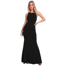 Lulus Dream About You Black Backless Maxi Dress Medium Mermaid Formal NWT