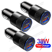 Dual Ports Universal Phone Car Fast Charger Adapter PD 38W USB-C USB-A 3.0 Plug