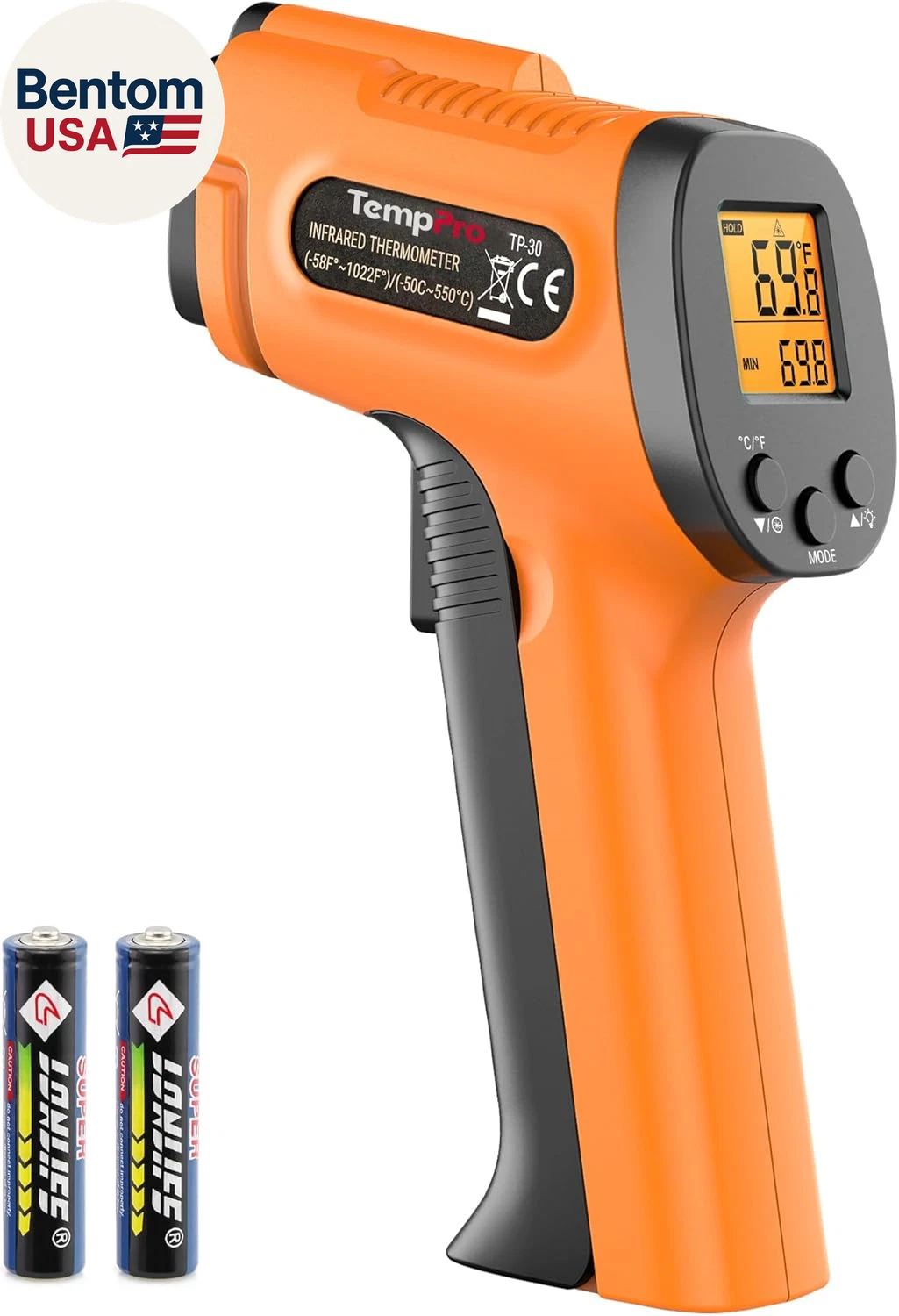 TP30 Infrared Thermometer Gun, Laser Thermometer for Cooking, Pizza Oven, Griddl