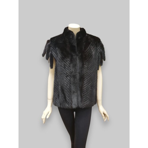 Reversible Dark Mink & Leather Vest -Medium - Picture 11 of 13