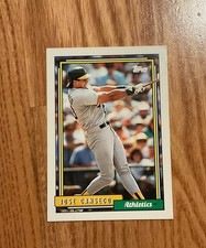 Rare Vintage Mint Condition jose canseco topps 1992 #100 Baseball Card