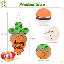 Treory Large Wooden Carrot Easter Door Hanger Farmhouse Welcome Sign