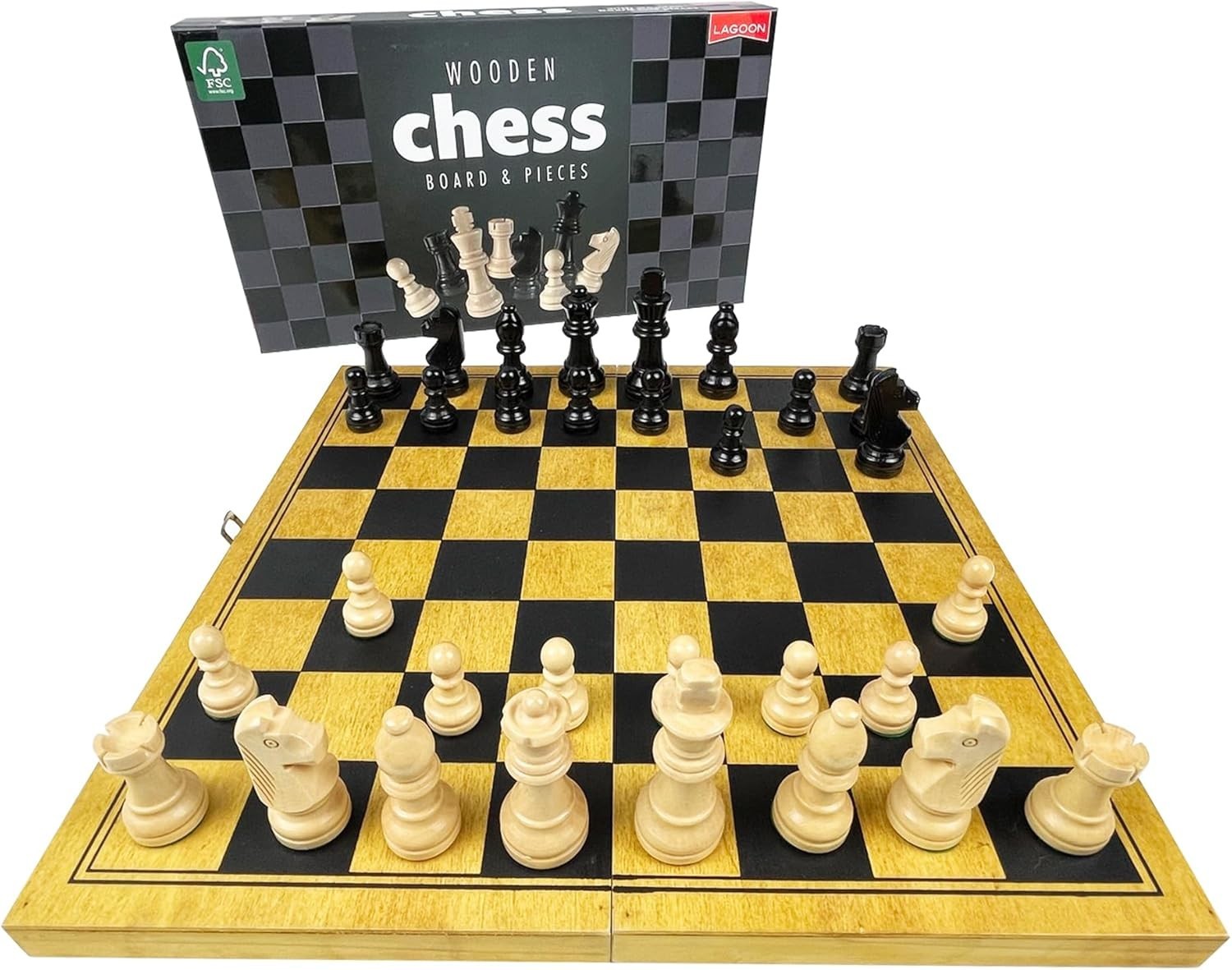 Large Wooden Chess Set Folding Chessboard & Pieces