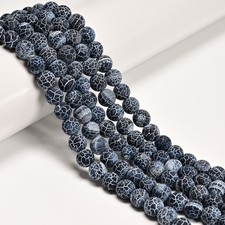 Black Fire Agate Cracked Matte Round Beads 4mm 6mm 8mm 10mm 12mm 15.5" Strand