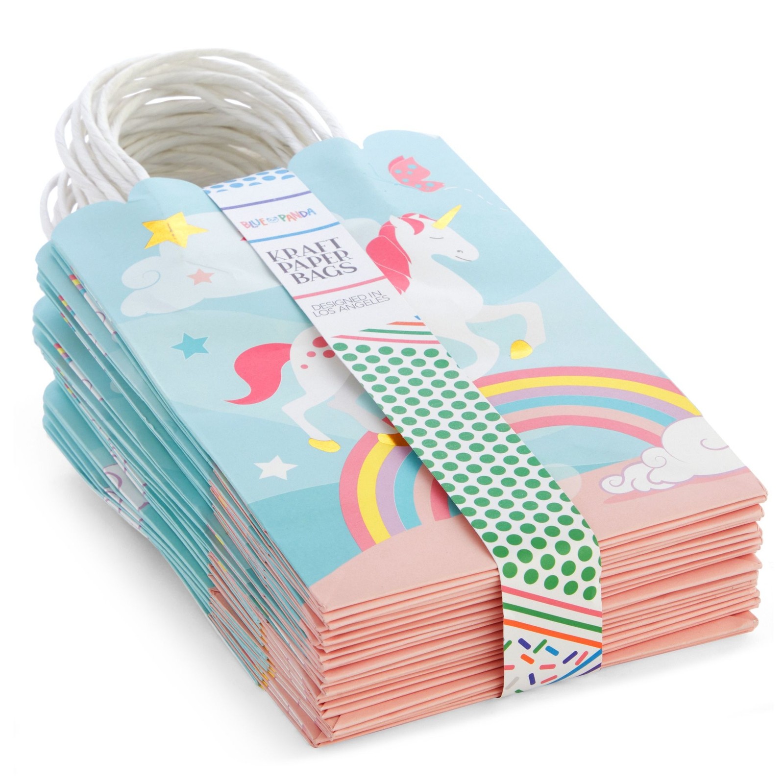 24 Small Paper Gift Bags, Unicorn Birthday Party Supplies, 5.5 x 8.6 x 3 In