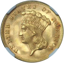 1878 $3 Gold Liberty Head MS66 NGC – Exceptional Gem