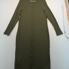 Old Navy XL Olive Green Ribbed Button-Down 52% cotton long sleeve Dress