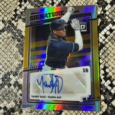 2020 DONRUSS OPTIC YANDY DIAZ GOLD HOLO REFRACTOR /10 AUTO AUTOGRAPH