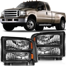 Headlights Assembly L+R fits 2005-2007 Ford F250 - F450 Replacement Clear Lens