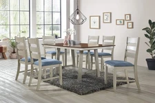 Kings Brand Furniture - 7 Piece Dining Set. Table & 6 Chairs, Walnut/Smoke White