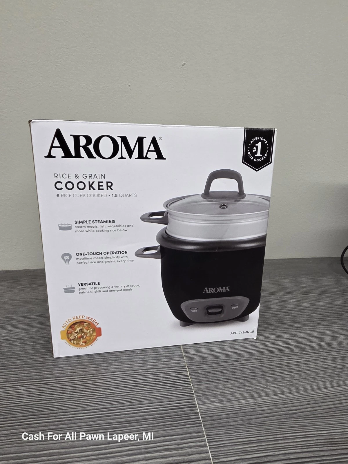 6-Cup (Cooked) Pot-Style Rice Cooker and Food Steamer, Black ARC-743-1NGB