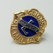 Vintage Lions Club President Lapel Pin 10k Ye...