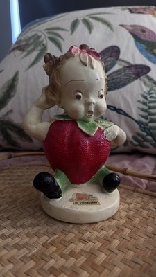 Vtg 1942 PEEDEE Carlton Ware Fruit Kids STELLA STRAWBERRY Chalkware 7.5  READ