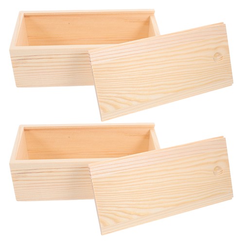 2 Pcs Pine Pull-out Box Keepsake Boxes with Lids Unfinished Wood Treasure - Picture 11 of 12
