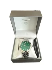 Gianello Genuine Diamond Prism Round Silver Link Men Watch