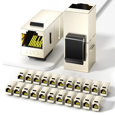 CAT7 Keystone Coupler, 24-Pack Pass Through RJ45 Keystone Jack, Shielded Fema...