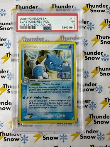 Blastoise Reverse Foil #14 EX Crystal Guardians 2006 Pokemon PSA 7 **Stamp**