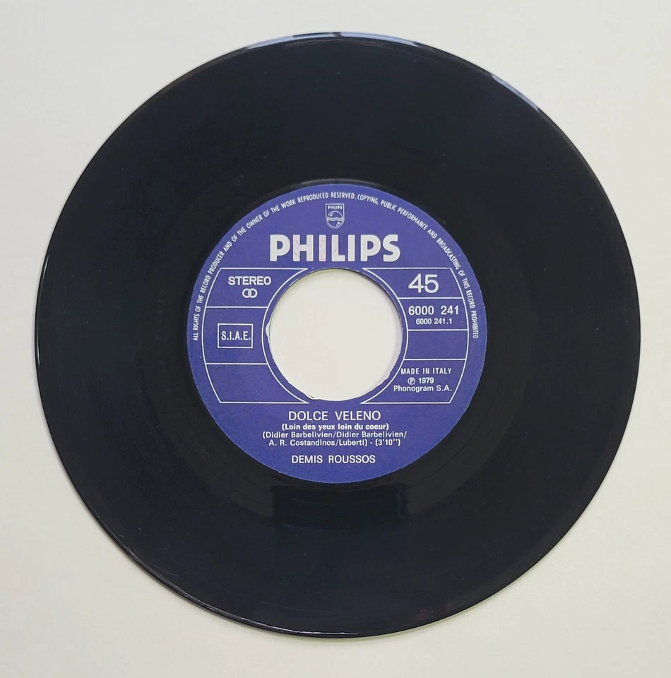 Demise Roussos-Dolce Veleno/IL  Mago 7" Vinyl Single 1979 Phillips Italy - Image 2 of 4