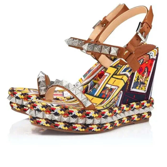 Christian Louboutin Pyraclou 110 Tarot Card Platform Wedge Sandal