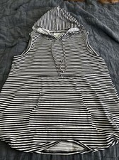 LuLaRoe Brittany Sleeveless Hoodie XL Navy White Stripe