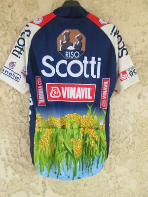 Maillot Cycliste Biemme Riso Scotti - Bleu Blanc Jaune Vert - Taille 6 (M/L)