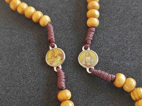 Catholic Seven Sorrows Rosary Our Lady Of The Mater Dolorosa Olive Wood Beads - Picture 2 of 7