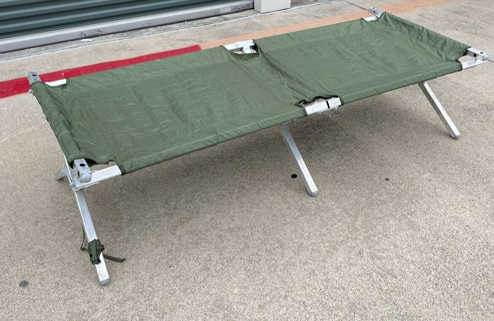 NEW USGI MILITARY CAMPING COT HEAVY DUTY FRAME SLEEPING BED OD GREEN ...