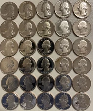 1968-1998 S Washington Quarter  Proof Run 30 Coin Set US Mint Minor Toning.