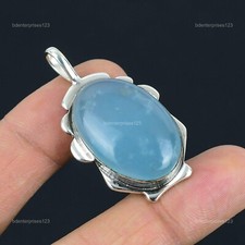 Oval Aquamarine Stone 925 Sterling Silver March Birth Sister New Pendant Jewelry
