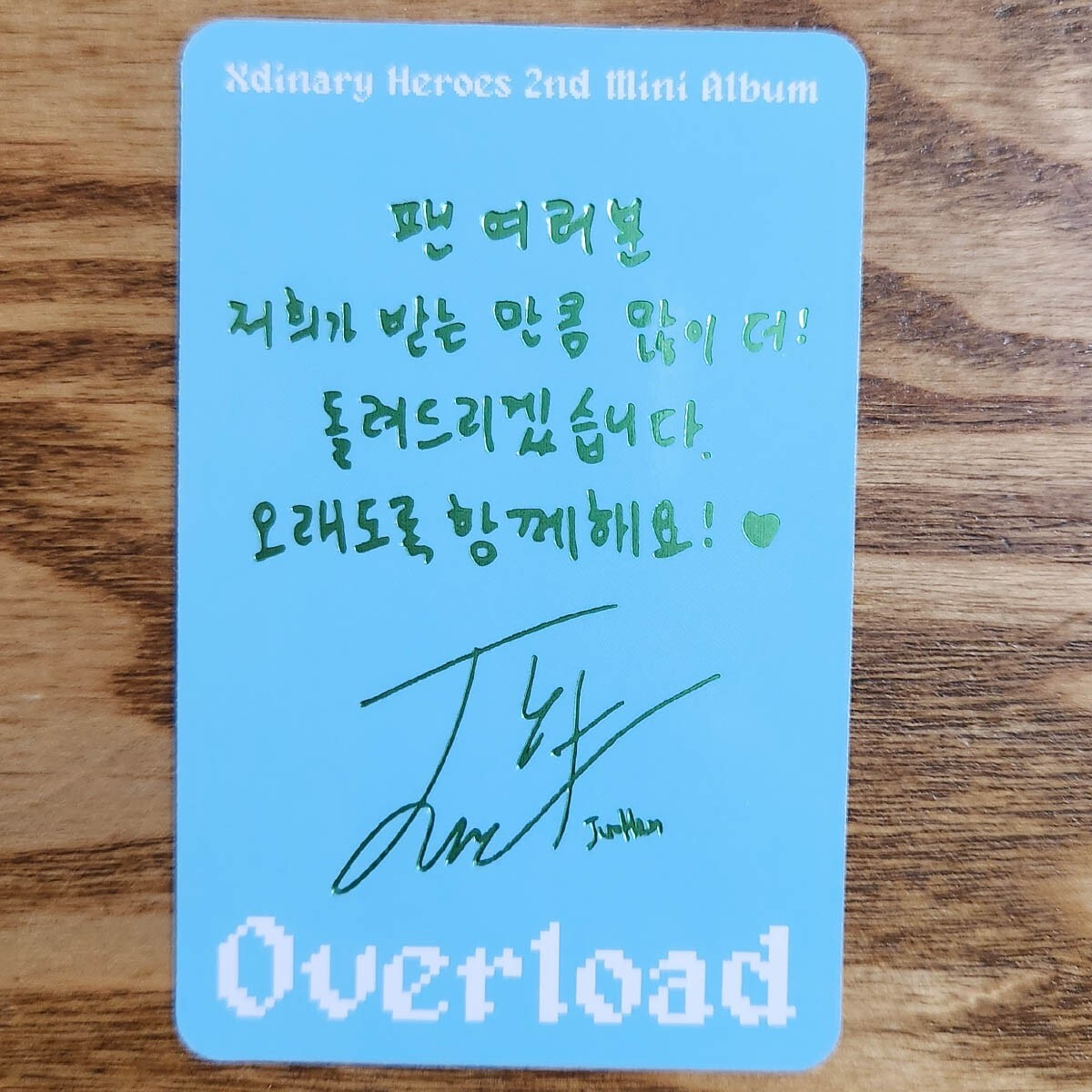 Junhan Official Photocard Xdinary Heroes 2nd Mini Album Overload