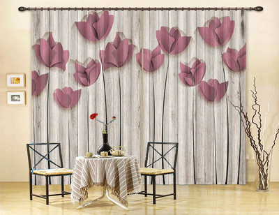 Rideaux Occultants Impression Photo Pivoine Cerf 3D - Tissu Blockout Sweethome