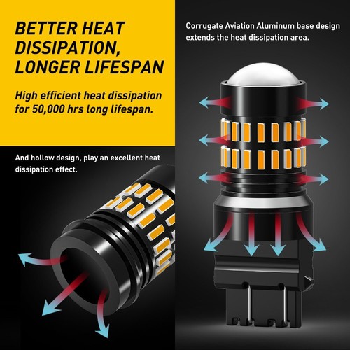 3157 3057 LED Turn Signal Reverse Light Bulbs Super Bright Plug&Play Amber 3156 - Picture 7 of 11