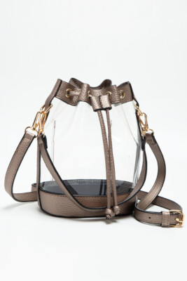 UNNI Transparent Clear Color Trim Stadium Approved Crossbody Shoulder Bucket Bag