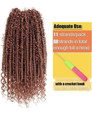 Serendipa Hair 8 Pks Passion Boho Twist Crochet 22'' Pre-looped 350# Ginger Red