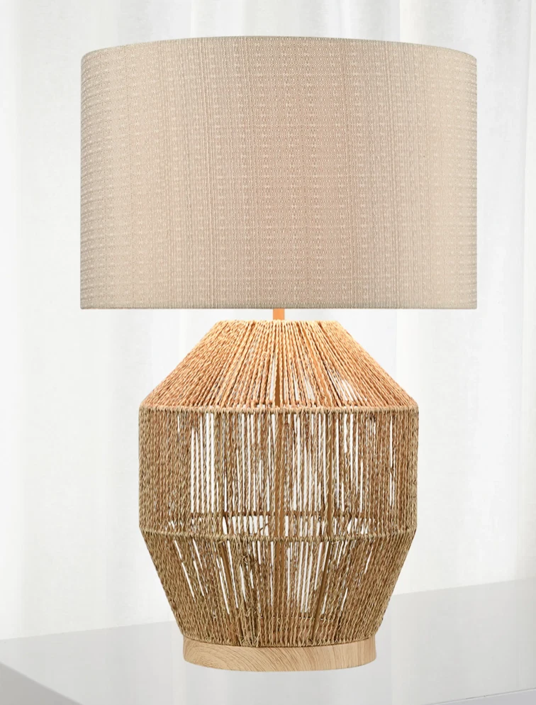 Horchow Transitional Coastal Beach Organic Woven Rope Brass